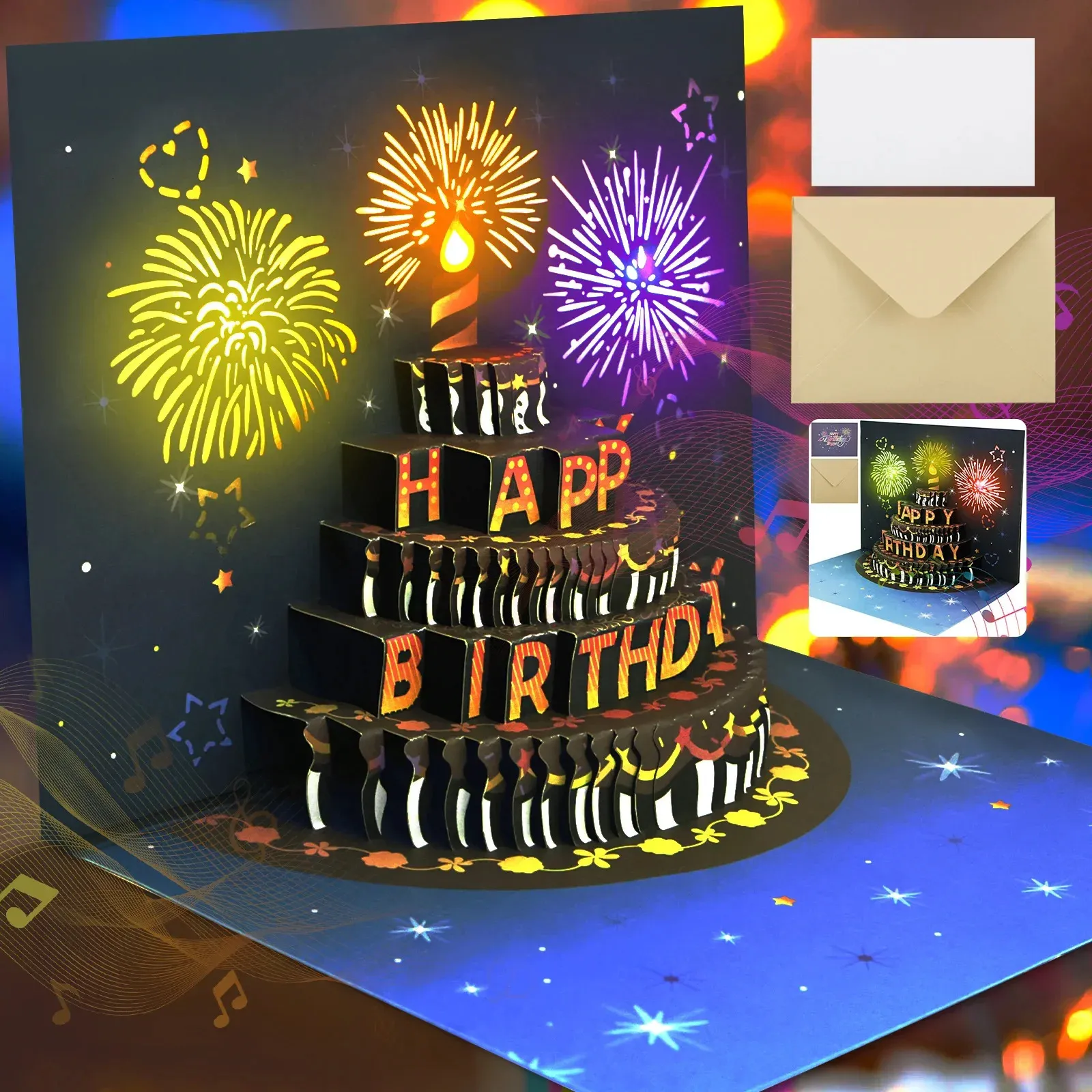 Animated Musical Greeting Card 3D Pop Up Birthday Card With Lights And ...