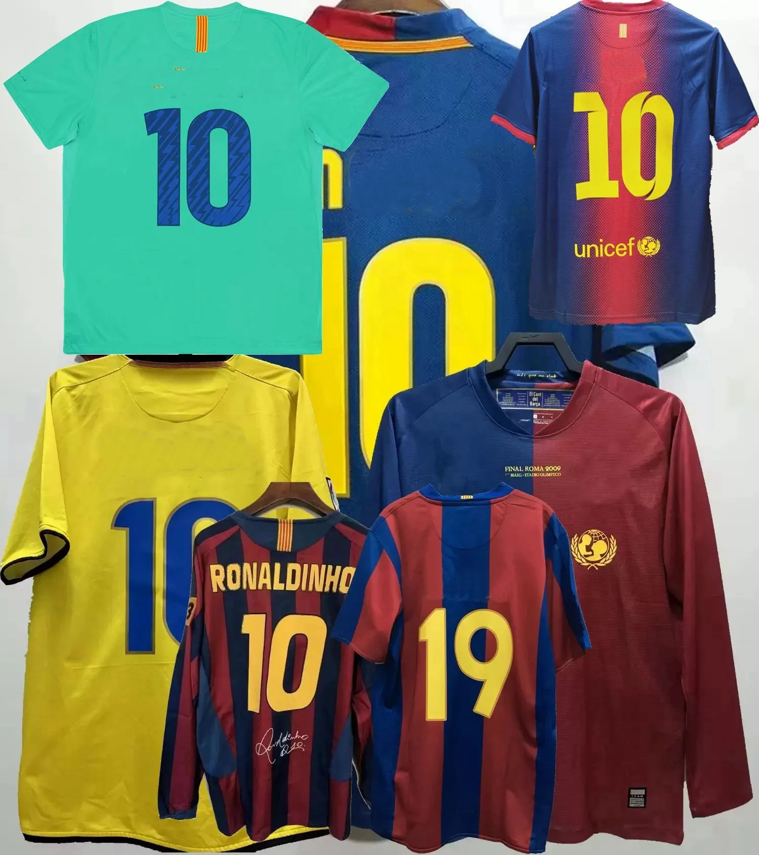 Maillot FC Barcelona 2002 #10 Ronaldinho - Taille L - Bleu - Occasion