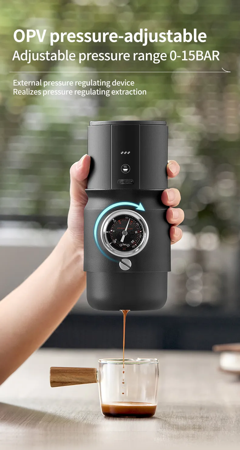 STARSEEKER Super58 - Máquina De Espresso Portátil, Presión Ajustable De 18-20g, Cafetera De Coche USB-C Para Camping, RV, Senderismo Y Oficina, Con Soporte Plegable Y Bolsa De Transporte (negro