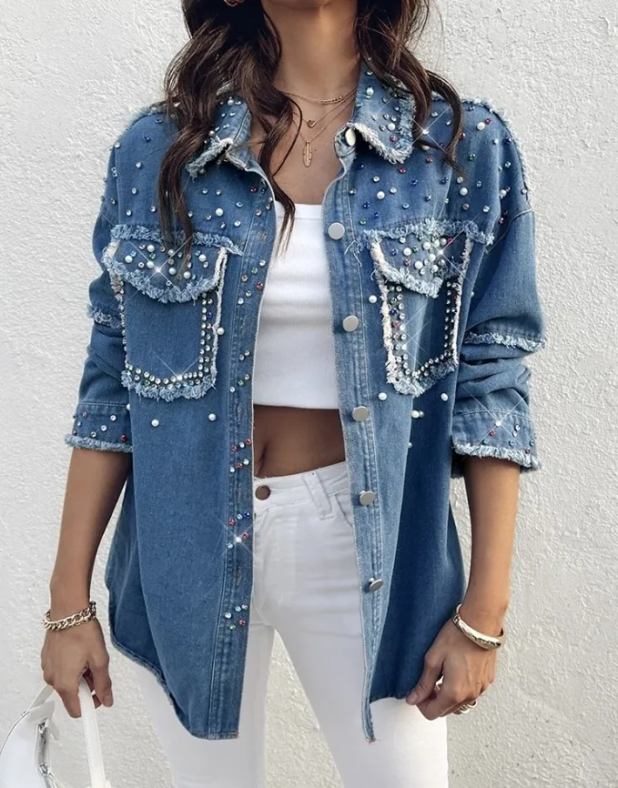 Vintage Inspired Denim Jacket: Colorful Diamond From Xue01