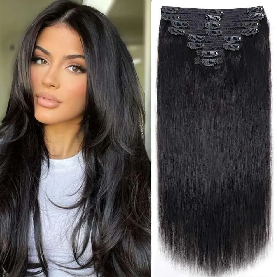 18 Inch Human Hair Clip-In Extensions 120g 8 Piece Set Heat-Style Friendly Amazon.com : WENNALIFE Clip in Hair Extensions Real Human  main image 4