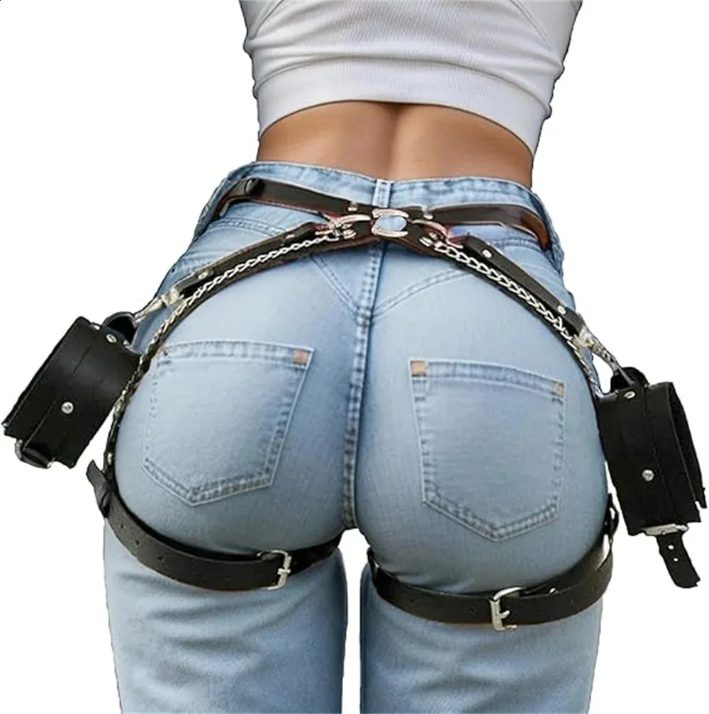 Handcuffs Garter Set Goth Rave Sword Belt PU... From Tubi07, $7.3