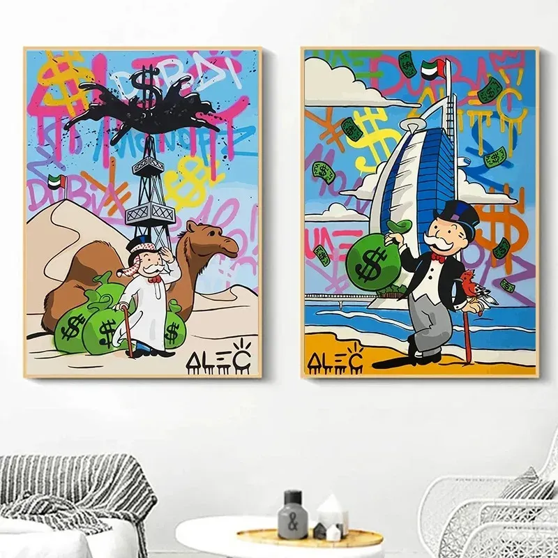 Street Graffiti Alec Monopoly Millionaire Money Canvas Wall Art Print ...