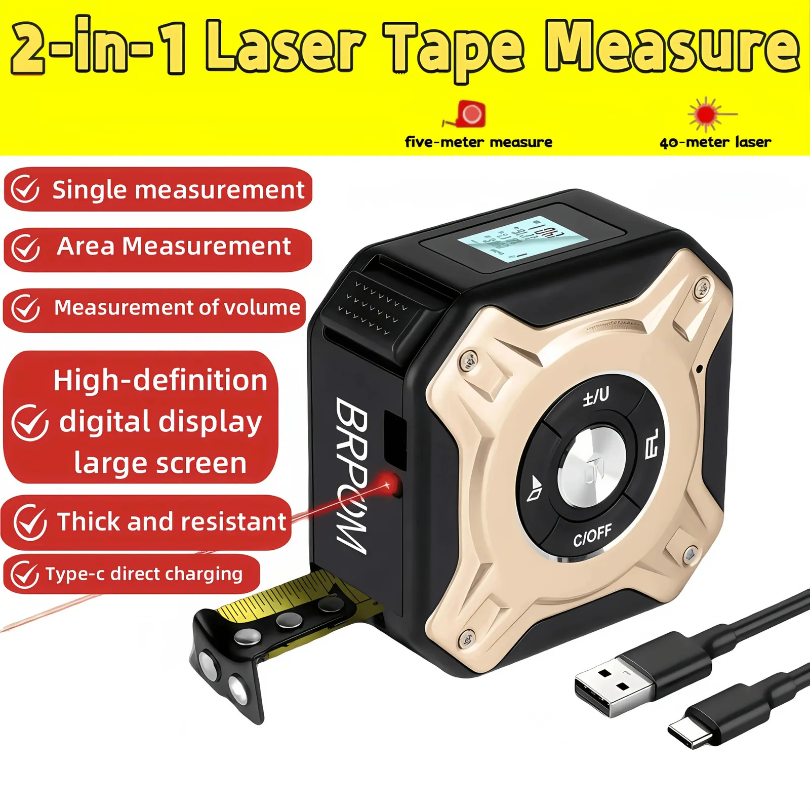 3 In 1 Digital Laser Distance Measurer: 40/60M... From Mengdastore, $31 ...