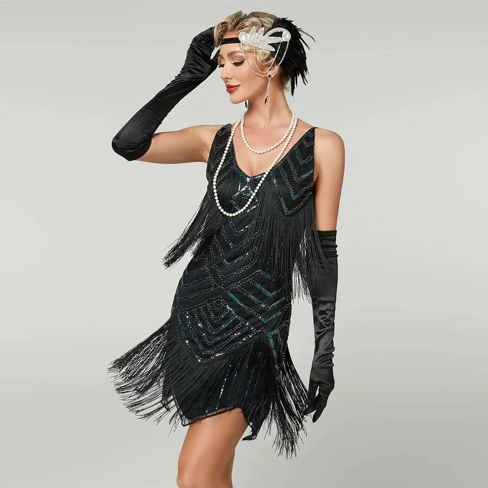 Mini Dress 1920s Glitter Dress Vintage Flper Fringe Ss With Geometric Pattern Mini Dress 1920s Glitter Dress Vintage Flper Fringe Ss With Geometric Pattern