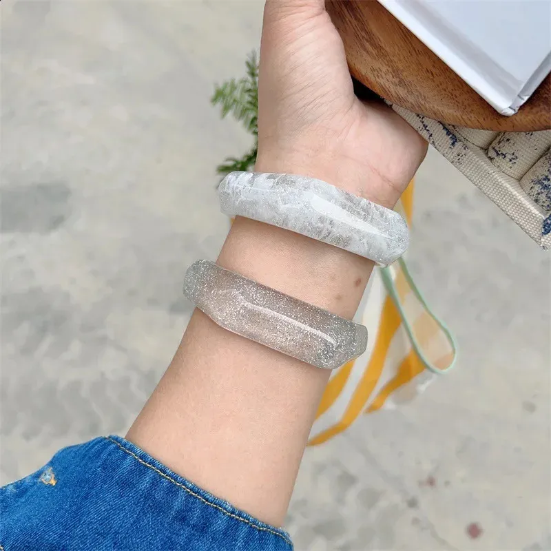 Glitter Resin Cuff Fashion Transparent Resin Jelly Geometric