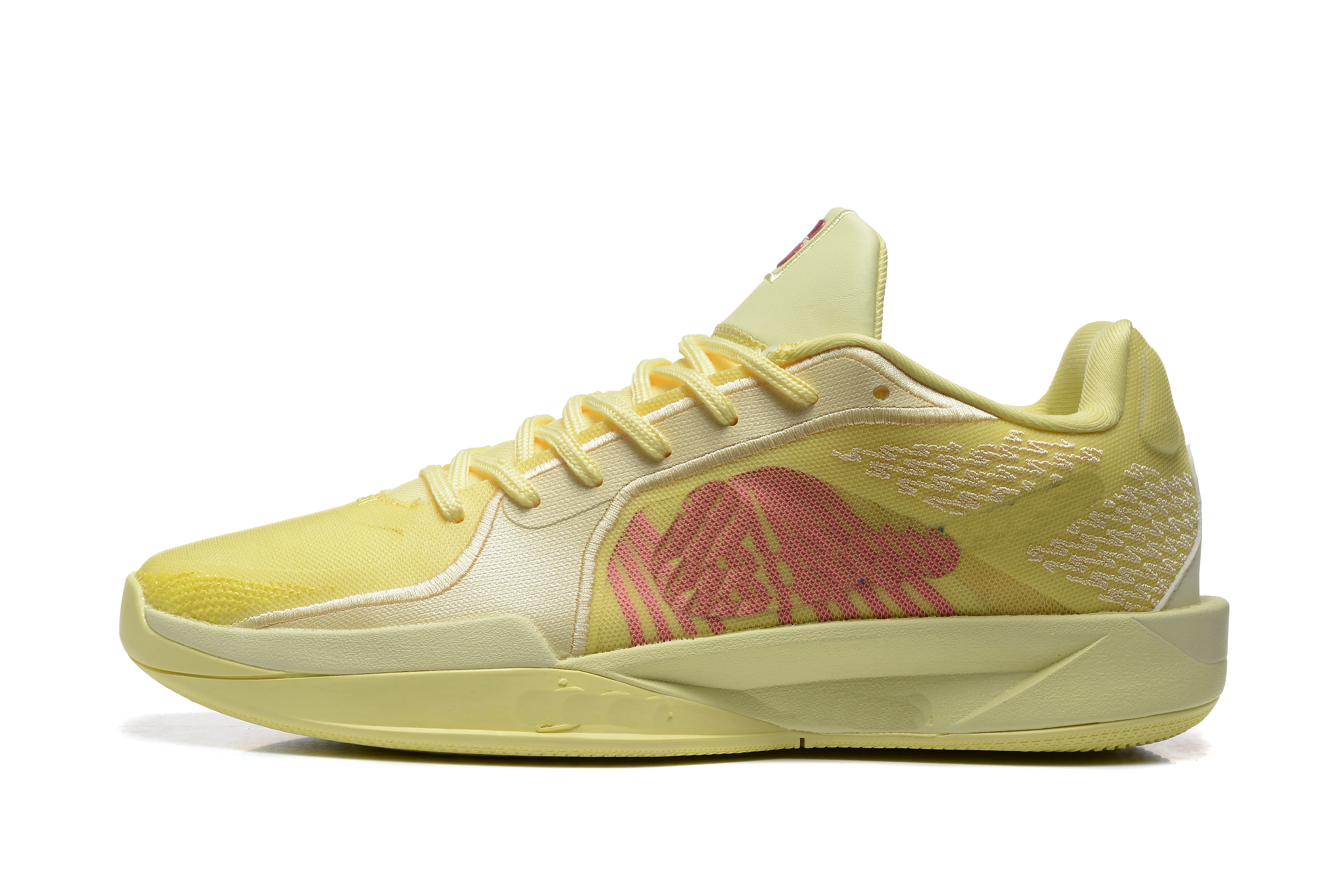 pink and yellow basketball shoes