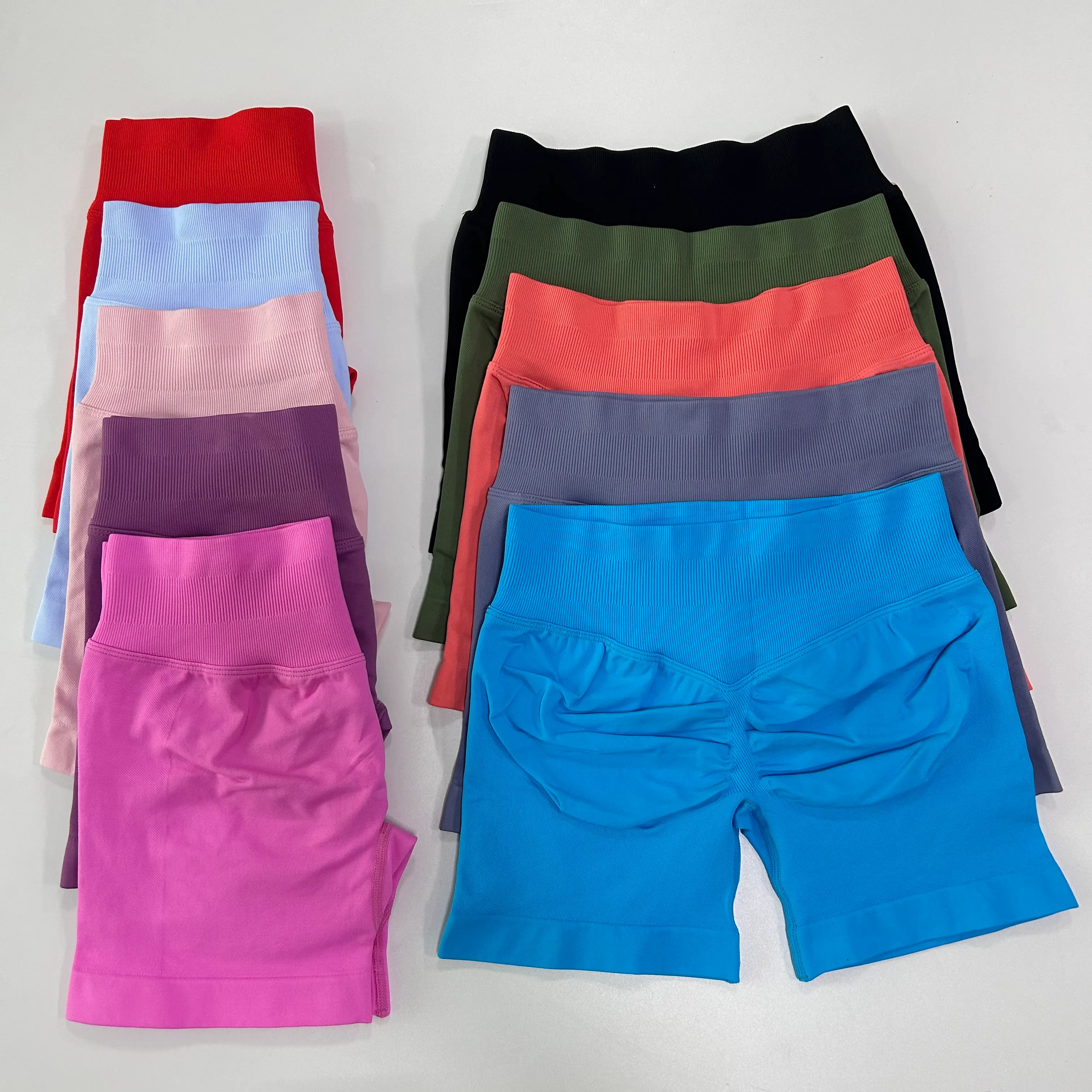 Sport Shorts Low Ribbed Band Yoga Shorts Seamless Flex Scrunch