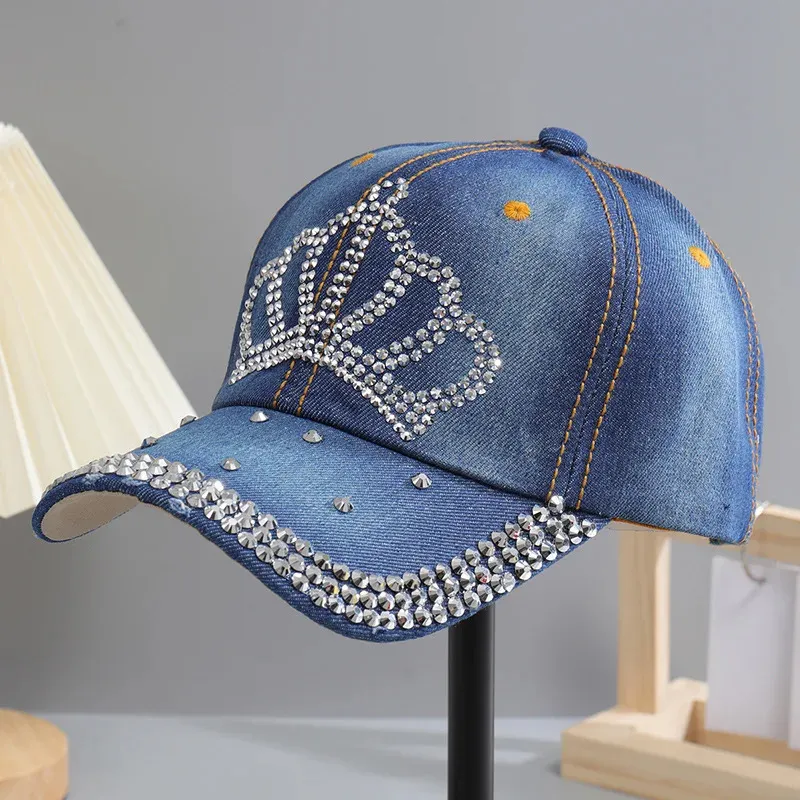 Autumn Crown Cotton Denim Rhinestone Baseball Cap... From  display picture 2