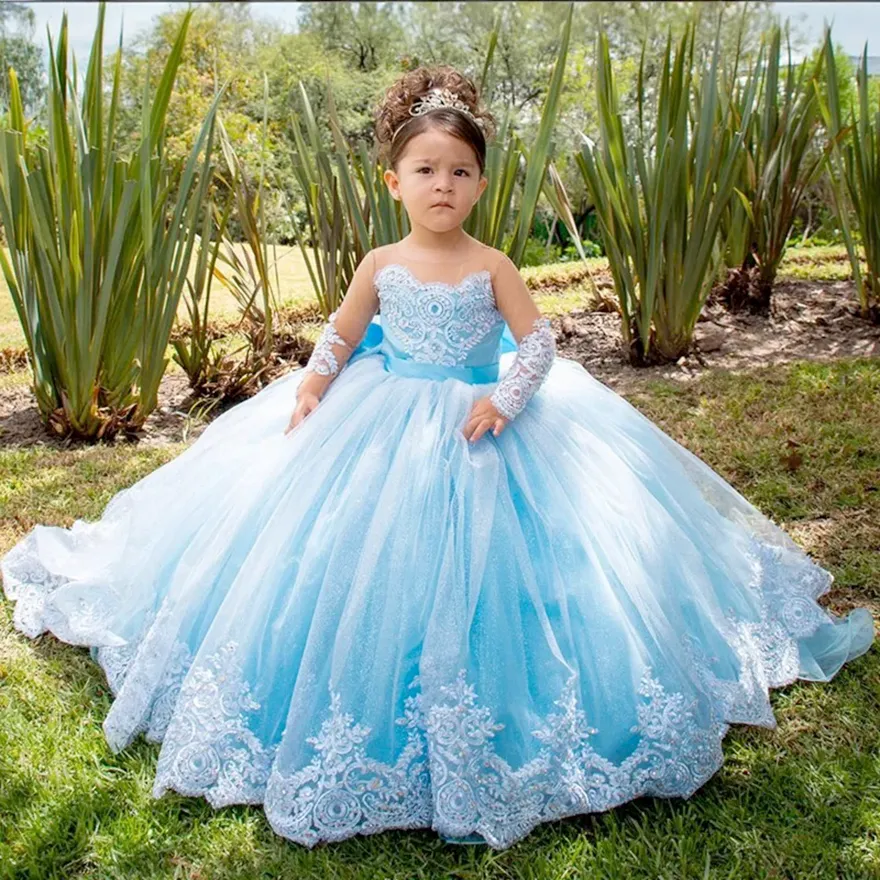 childrens blue dress Blue Heirloom dress for girls, classic Girls dresses 3T main image 1