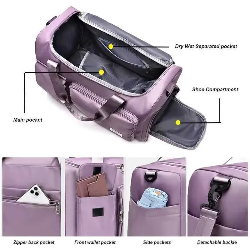 Travel Backpack For Women Suruid Travel Duffel Bag With Shoes Compartment Sports Gym Bag With Dry Wet Separated Pocket For Men And Women, Overnight Bag Weekender Bag Training Handbag Yoga Bag