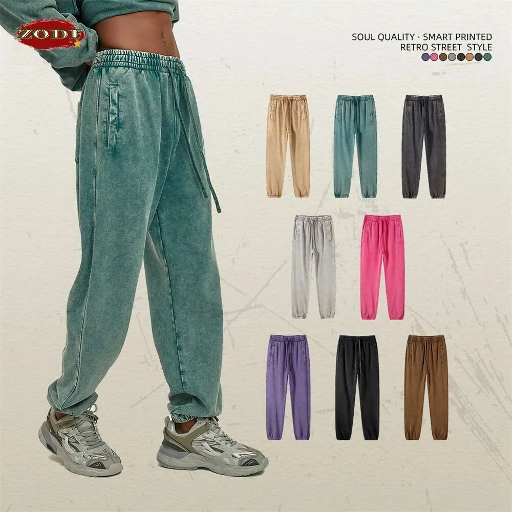 Retro Batik Joggers: Autumn Winter Men's Washed Cotton Sweatpants Unisex  Loose Fit, Heavyweight 420gsm, Solid Color, Vintage Style