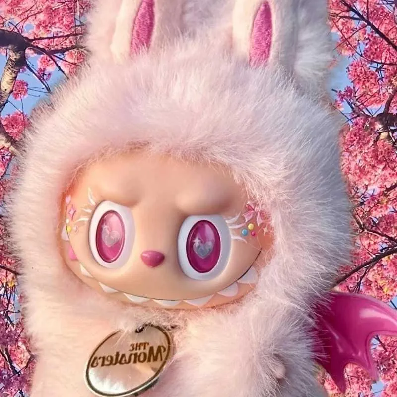 The Monster Labubu Series 17cm Zimomo Angel Pink Heartbeat