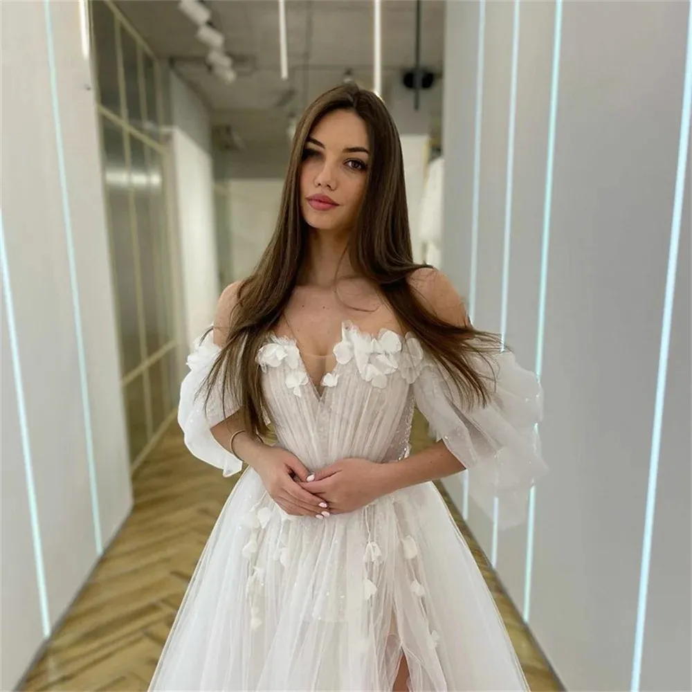 beach wedding dresses ivory Long Sleeve Lace Wedding Dresses Off the Shoulder Ivory Beach Wedding Dress AWD1147