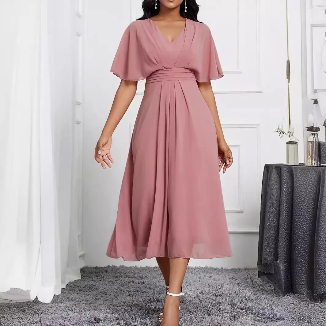 knee length dresses for ladies PRETTYGARDEN Women's Short Sleeve Mini Dress Summer V Neck Hollow Out
