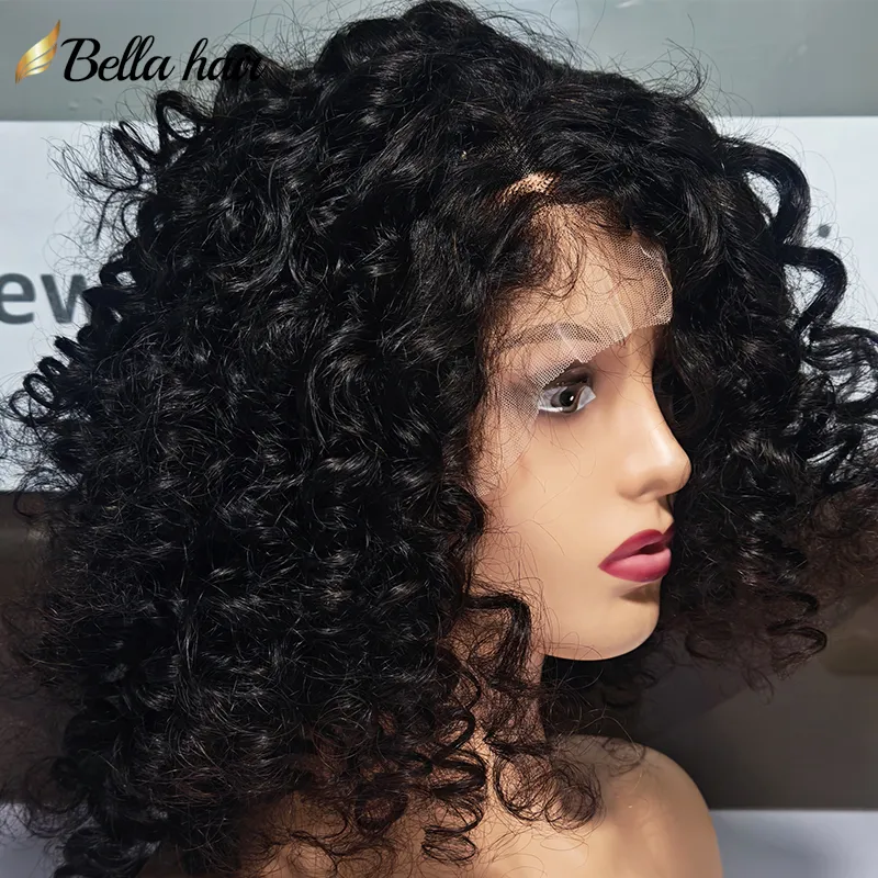 Loose Curly Bob Wig Human Hair 16 Inch Glueless 13x4  display picture 1