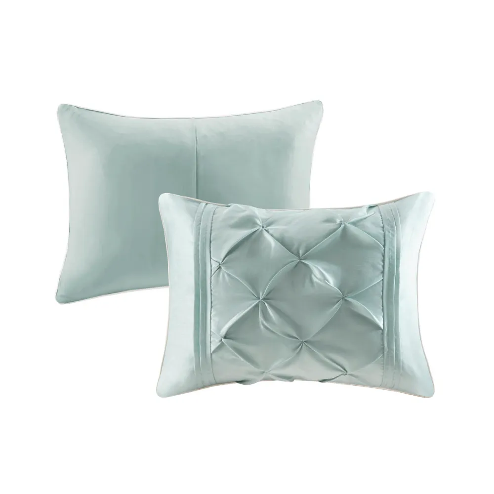Luxury Bedding Set Laurel Queen Size 7-Piece Comforter Set Seafoam