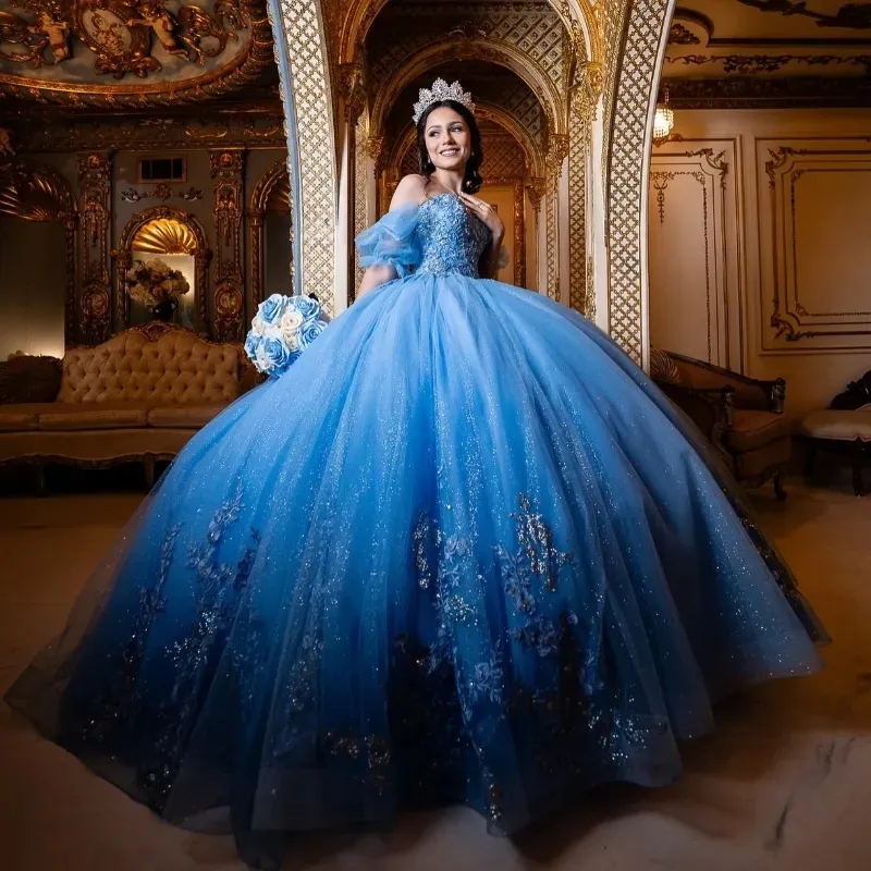 sky blue quince dress Quinceanera Dresses - Off Shoulder Lace Appliques Beading - Tulle Ball Gowns with Lace-Up Back this puffy ball gown polka dot Men's Dark Grey Suit COLOR:CRM BLK Cape