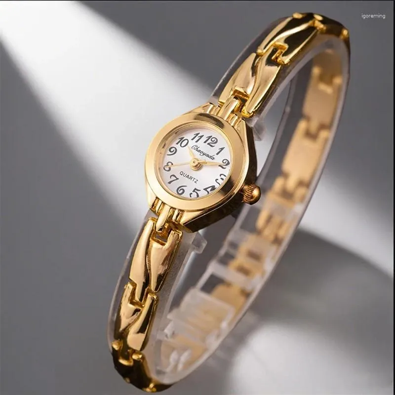 Luxury Gold Plated Womens Ladies Watches Elegant Small Bracelet