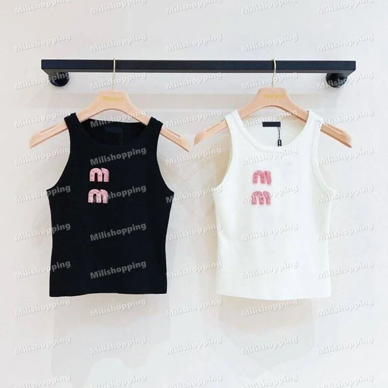 Designer Jeweled Tank Top Slim Fit Casual Top With Miu