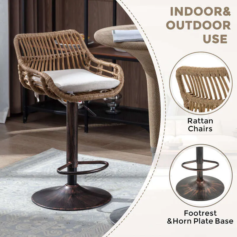 Juego De 2 Taburetes De Bar Regulables En Altura, Giratorios 360 Asiento De Pvc Gris Costuras Vertical 10 0004422 92569880