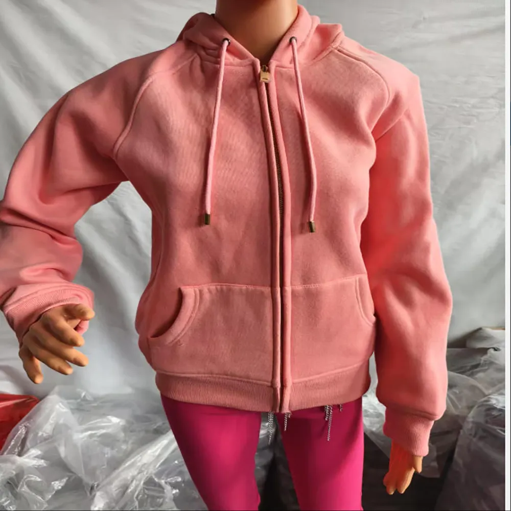 Womens Pullover Hooded Pocket Lange Mouw Jurk Casual Effen Kleur Afdrukken Sweatshirts Zip up Hoodie Vrouwen, A-beige, XL