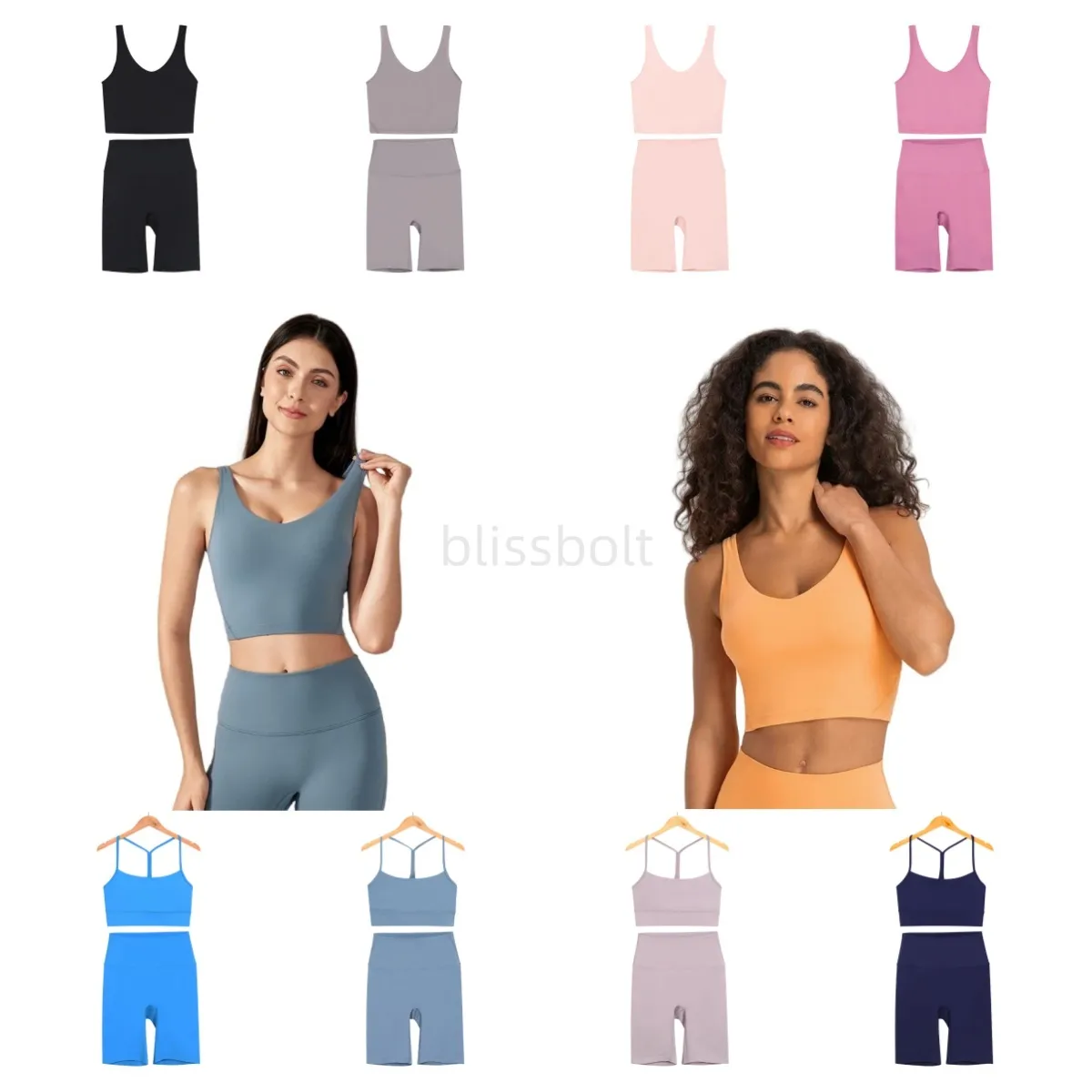 2025 Women's Fitness Yoga Set U/Y-shaped Set High Quality Tight Breathable Tracksuits Sportswear gym set High Waist Highlighting Body Lululys Lemonlies Sets