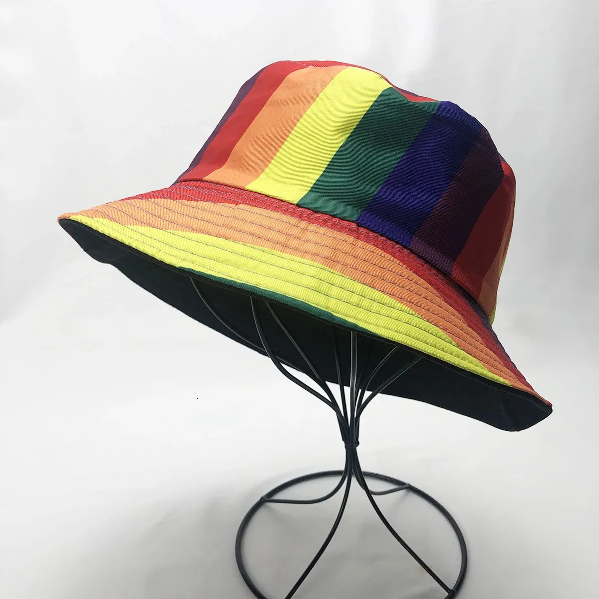 Versatile Rainbow Striped Fisherman Rainbow Hat For Outdoor Sun