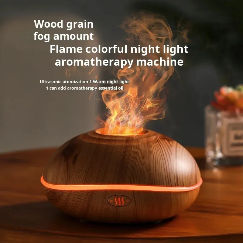 Fire Flame Wood Grain Aroma Room Mist Diffuser With Options Ultrasonic ...