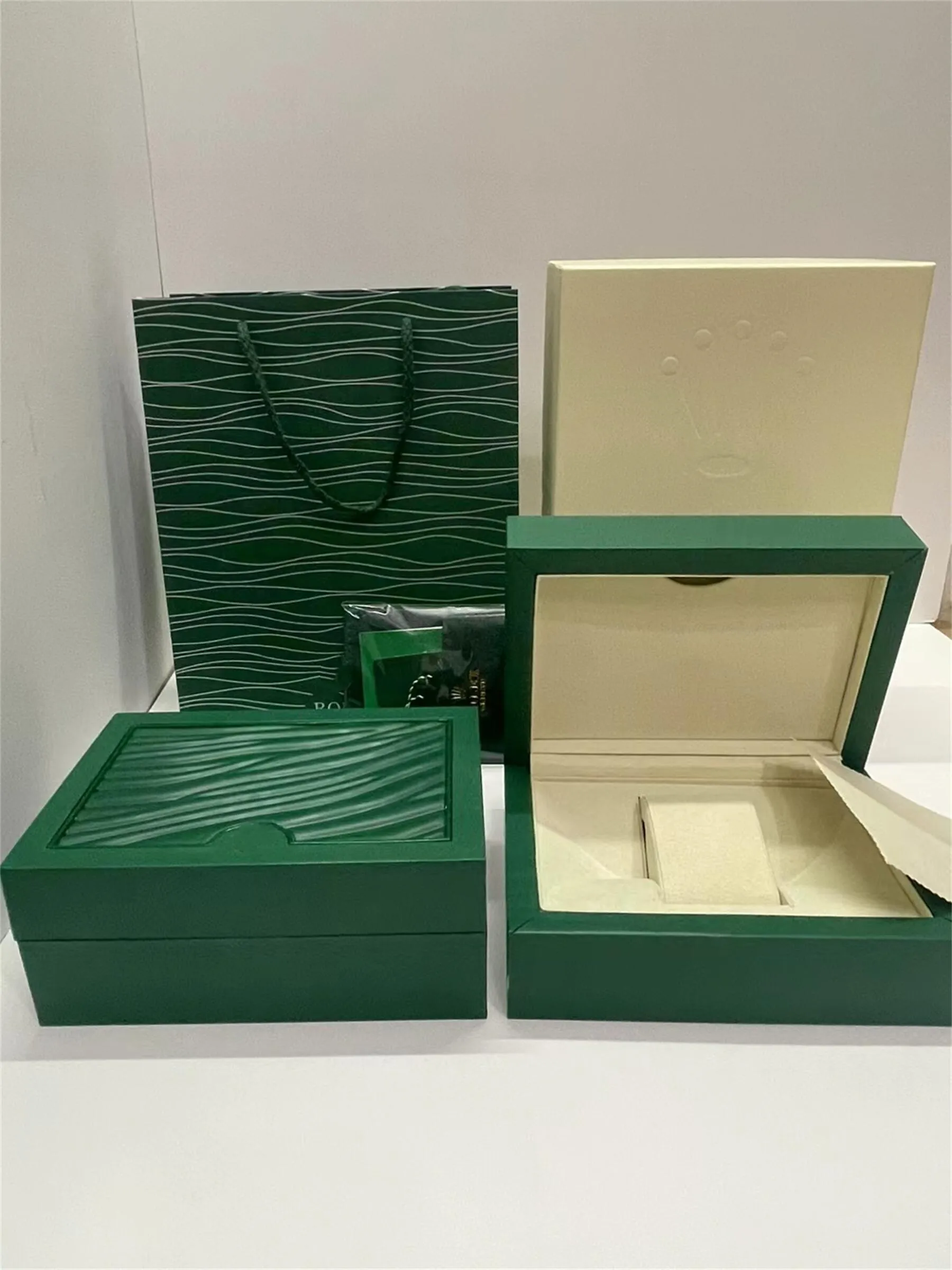 Rolex watch box green paper square shape luxury style model A258