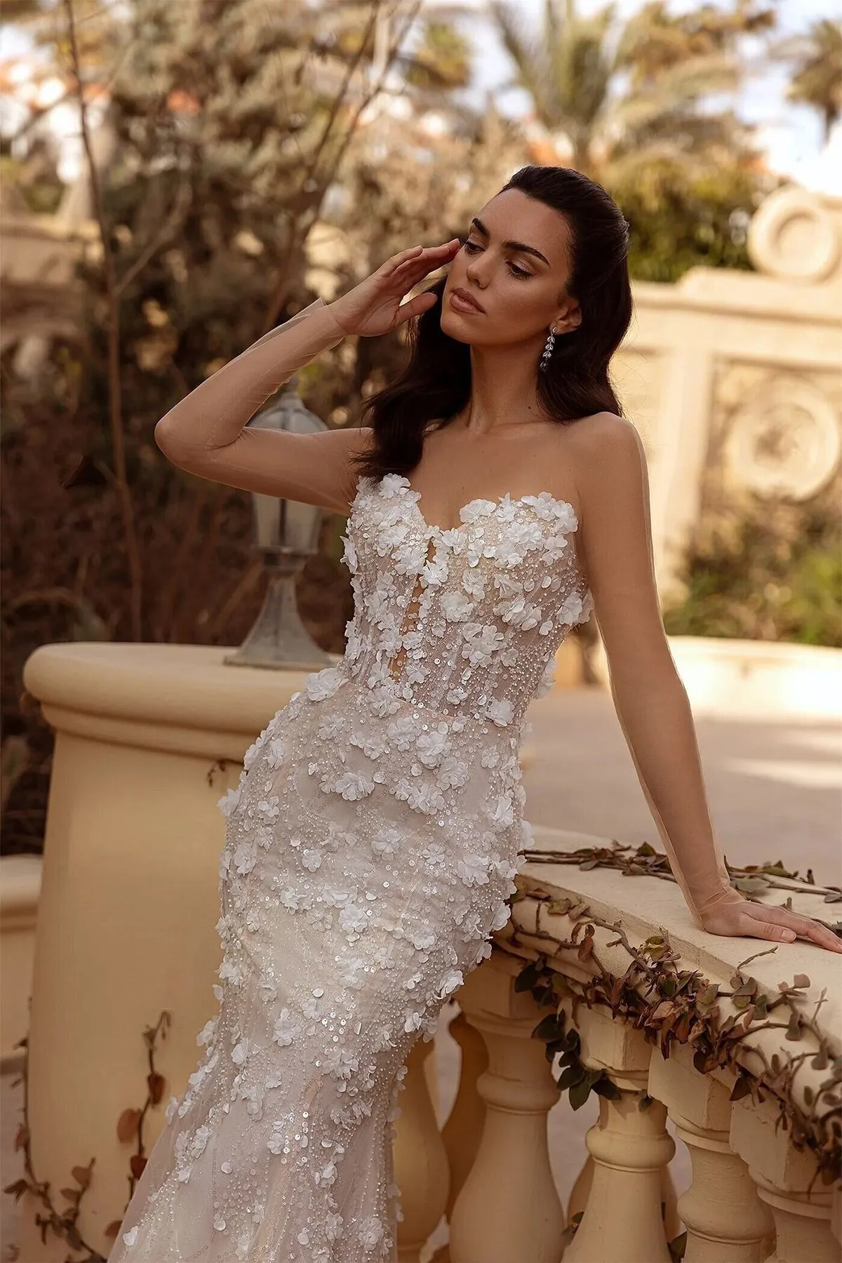 fitted lace wedding dress Sweetheart Mermaid Organza Pink Wedding Dress with Beading Wd160 US12 / Pink