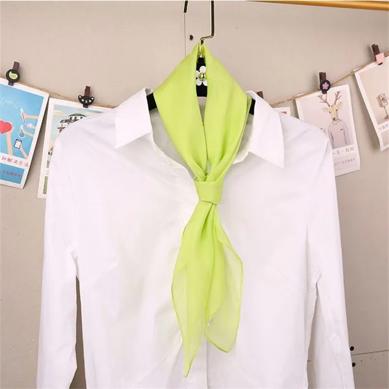 Summer Small Square Scarf for Women, Solid Color Korean Style Neck ...