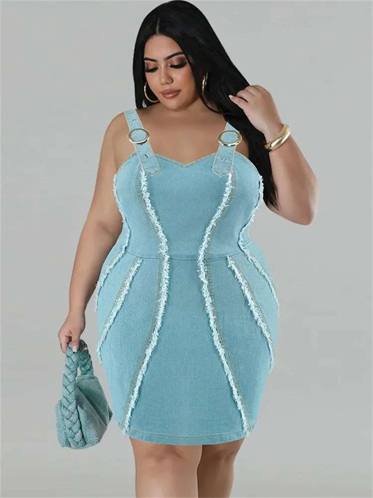 white christmas dresses Plus Size Denim Zip-Up Mini Dress main image 1