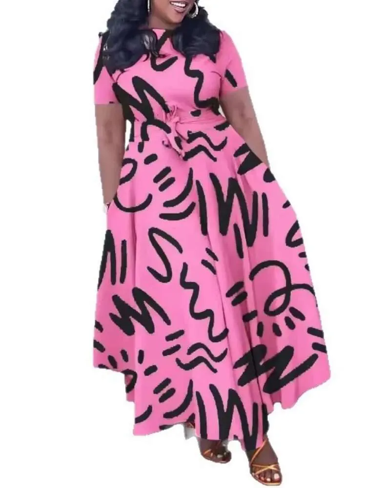 Plus Size Printed i ss with Short Sves and High Waist