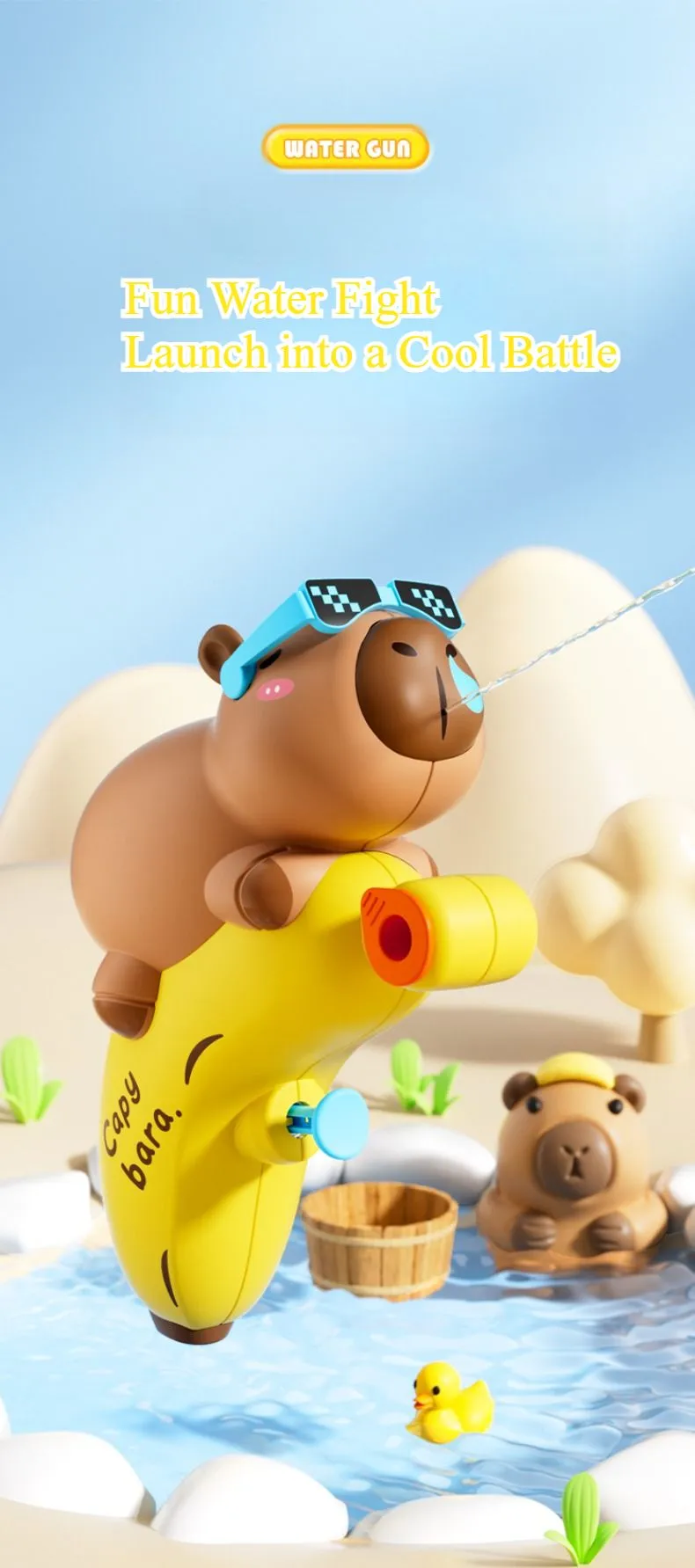 Pistola De Agua Capybara – Juguete Rociador Para Niños Y Niñas De 4 A 8 Años, Ideal Para Piscina, Playa, Camping Y Baño, Diversión Al Aire Libre