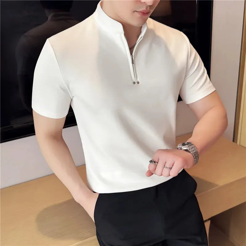 Stand Collar Mandarin Collar Polo T Shirt Summer Polo T Shirt Man