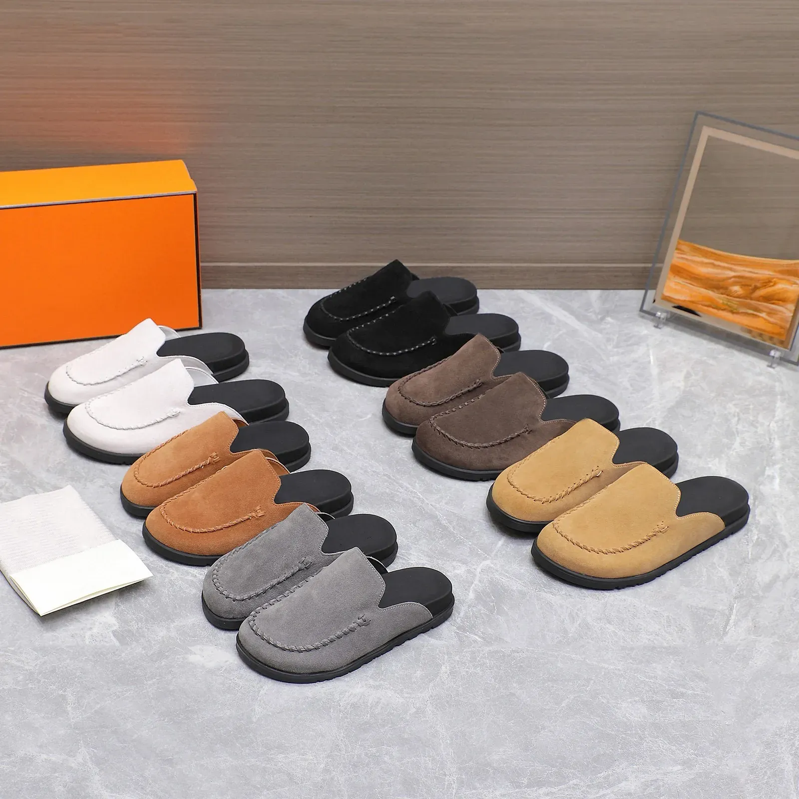 Save Big on Bulk Mens Leather Mule Slippers Leather Flat Mules: Designer  Style Scuffs Comfortable Indoor Outdoor Slippers, Size 35 45 Best Deals  on