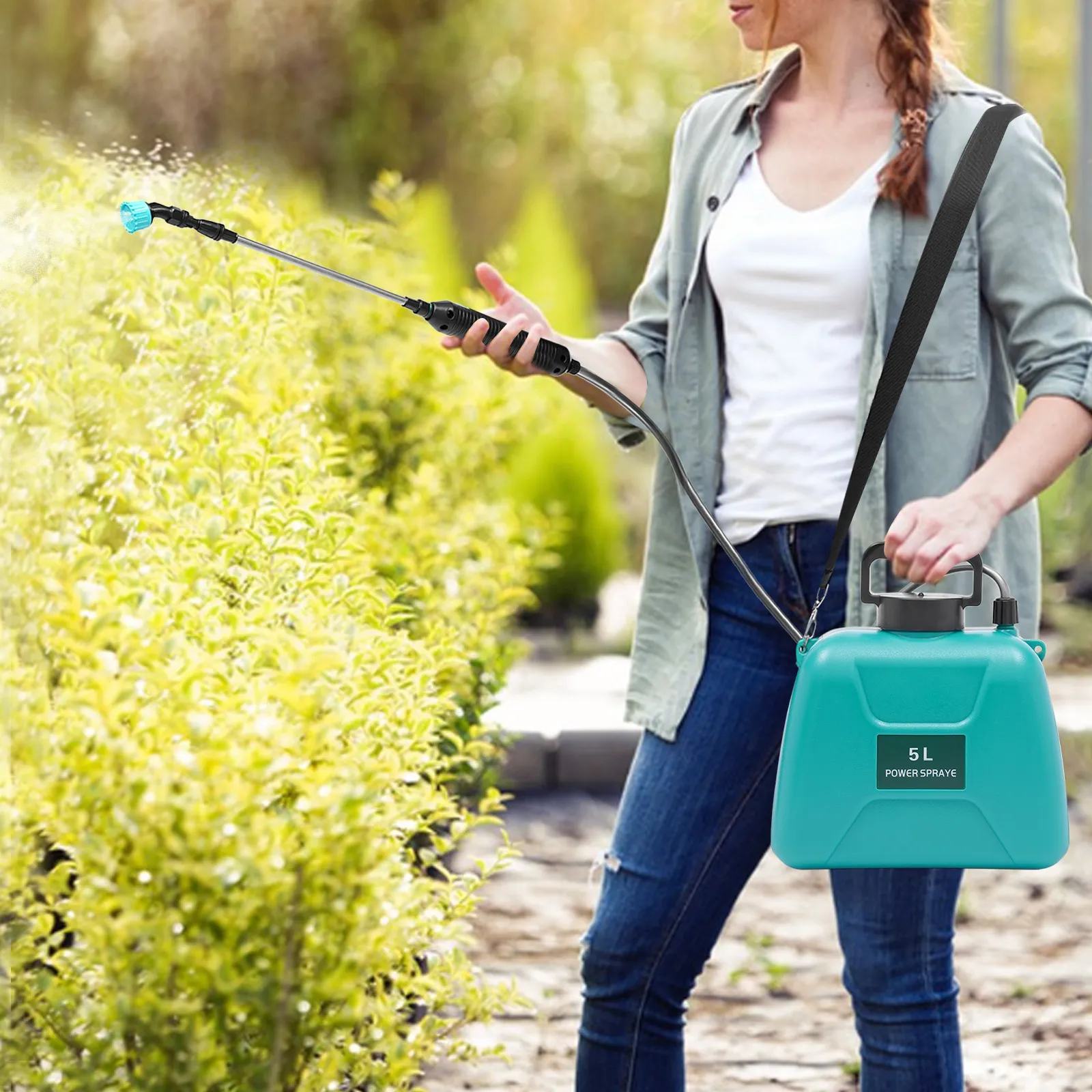 Pulverizador De Jardín Eléctrico 5L - Recargable Por USB, Con 3 Boquillas Y Correa Ajustable