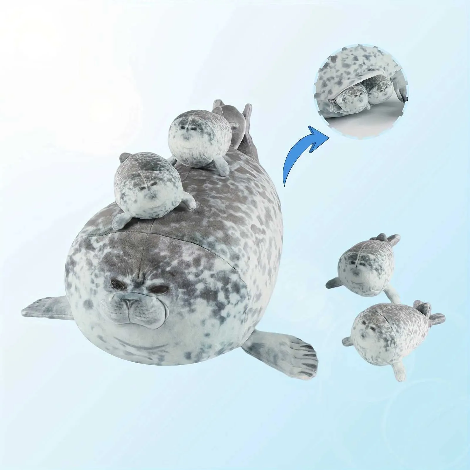 Almohada De Foca De Felpa Chubby Blob – 30 Cm, Peluche Realista, Calma Y Confort Para Niños Y Adultos