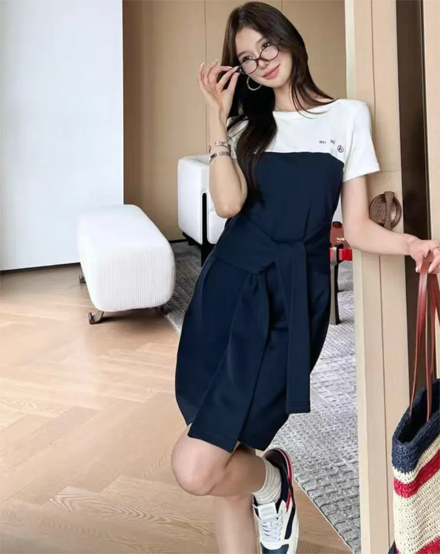 Summer Cotton Blend Fitted Dress for Women with Crew Neck and Embroidery  Letter Pattern Above Knee Mini Length from Dhgate Urban Sexy Dresses -  price 109.55