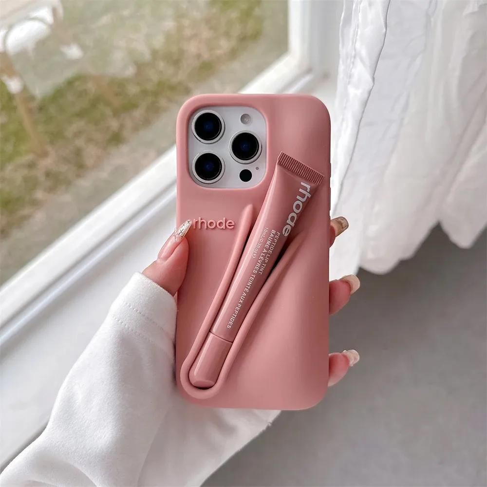 Rhode Phone Case Lip Gloss Lipstick Minimalist Solid Color Rhode