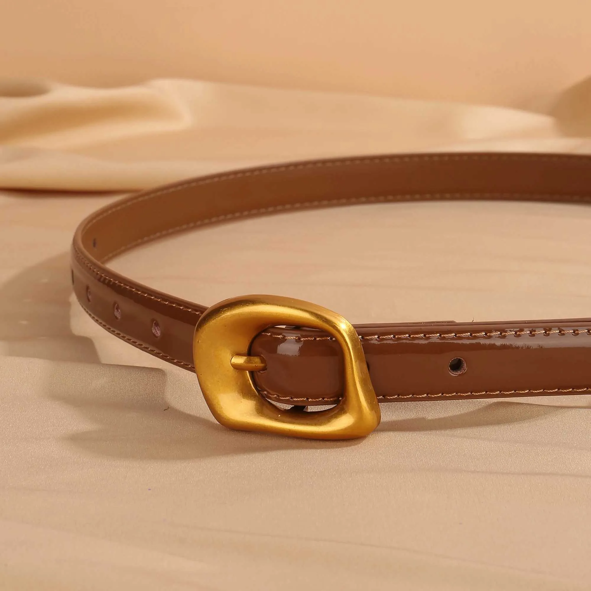 Luxury Designer Retro Gold Buckle Belt Women Skinny... From 