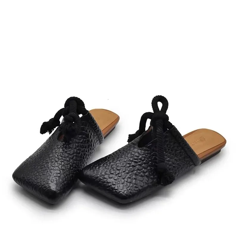 Square Toe Flat Sandals For Women Elegant Casual Summer Mules_voghion.com