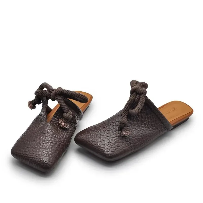 Square Toe Flat Sandals For Women Elegant Casual Summer Mules_voghion.com