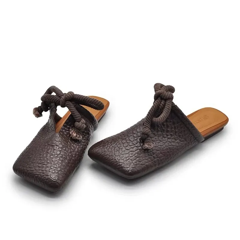 Square Toe Flats Slippers Women Mules Shoes Fashion Casual Sandals Summer Slingback Flip Flops Sandalias De Mujer 250529_voghion.com