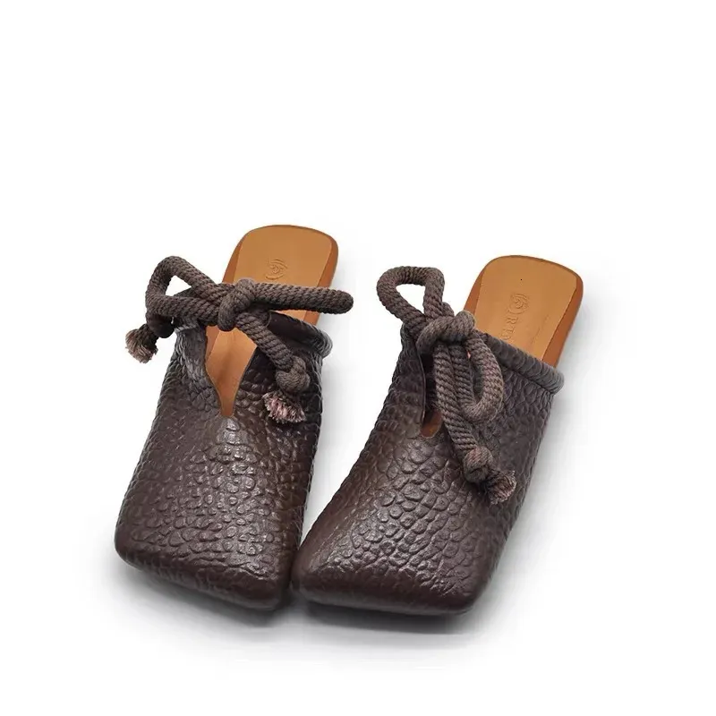 Square Toe Flat Sandals For Women Elegant Casual Summer Mules_voghion.com