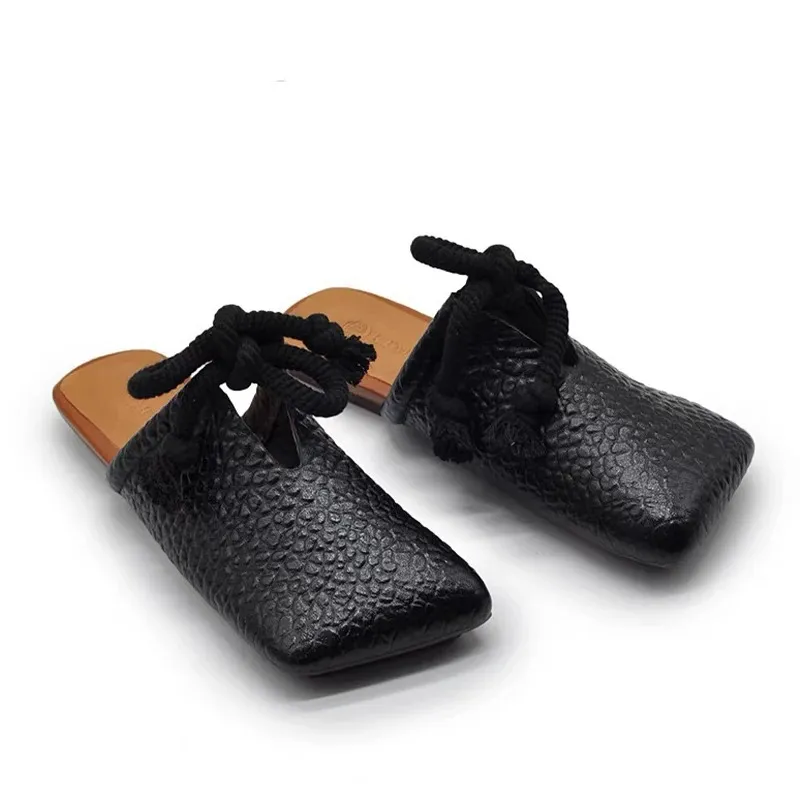 Square Toe Flats Slippers Women Mules Shoes Fashion Casual Sandals Summer Slingback Flip Flops Sandalias De Mujer 250529_voghion.com