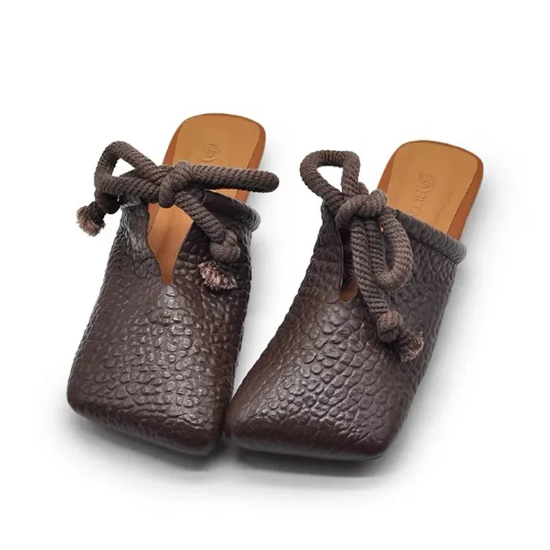 Square Toe Flats Slippers Women Mules Shoes Fashion Casual Sandals Summer Slingback Flip Flops Sandalias De Mujer 250529_voghion.com