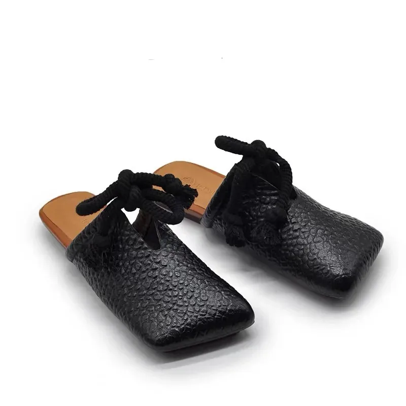 Square Toe Flat Sandals For Women Elegant Casual Summer Mules_voghion.com