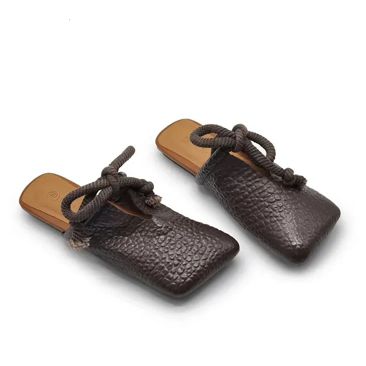 Square Toe Flat Sandals For Women Elegant Casual Summer Mules_voghion.com